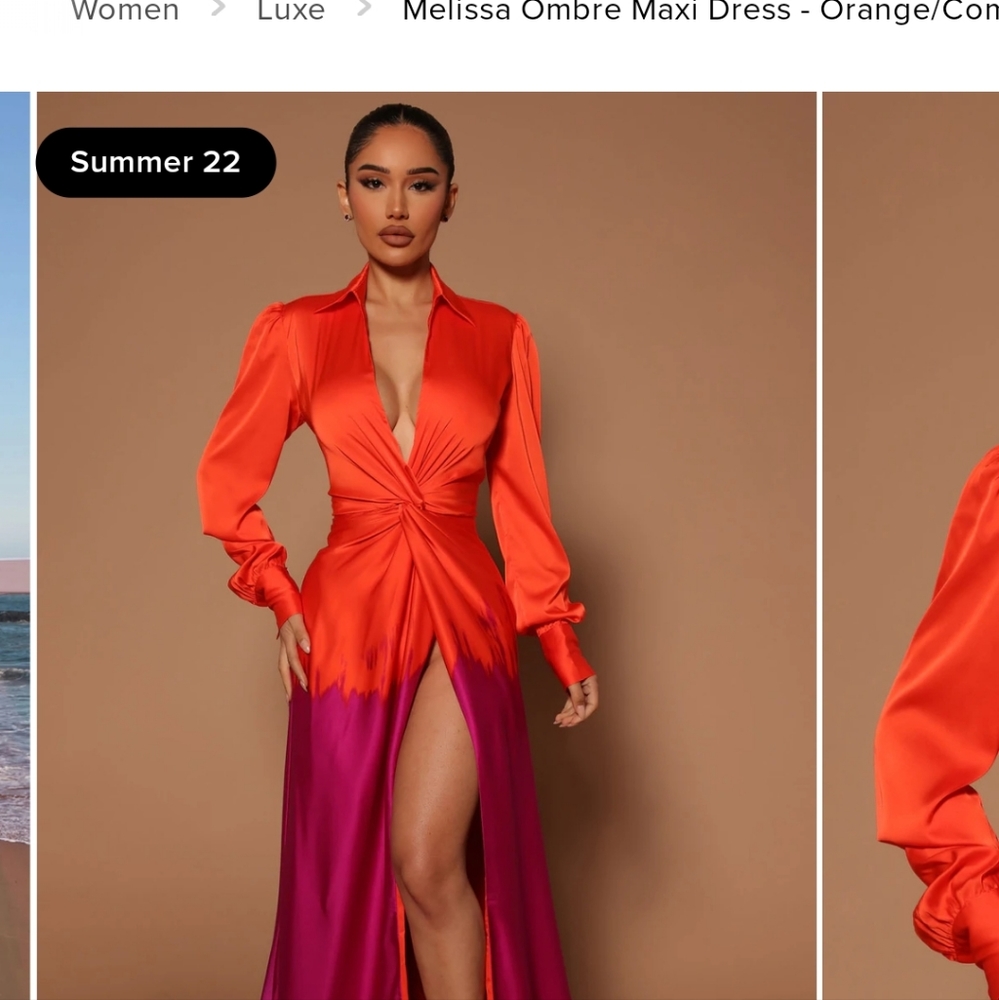 Nova Luxe Melissa Ombre Maxi Dress - Orange/pink